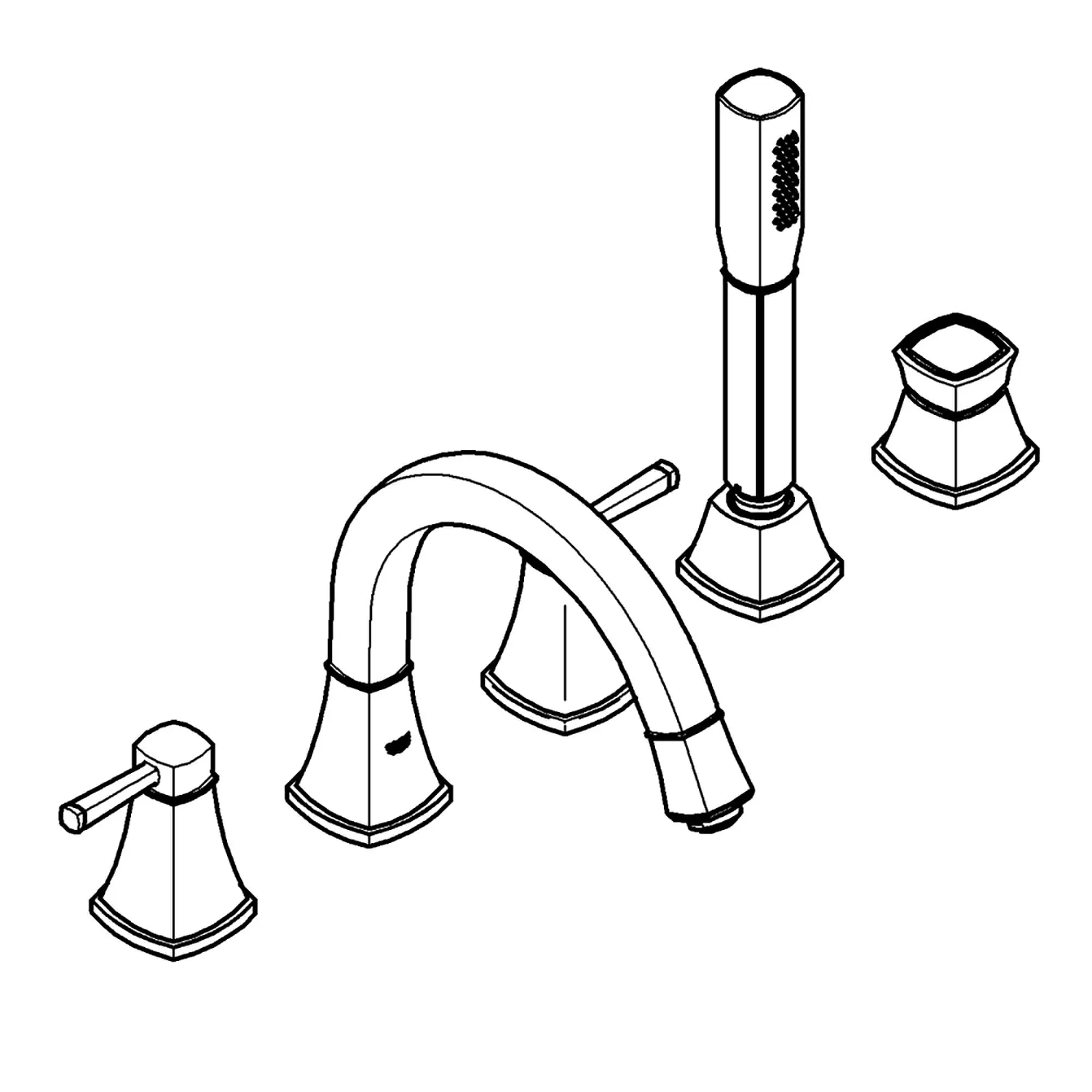 5-Hole 2-Handle Deck Mount Roman Tub Faucet with 6.6 L/min (1.75 gpm) Hand Shower